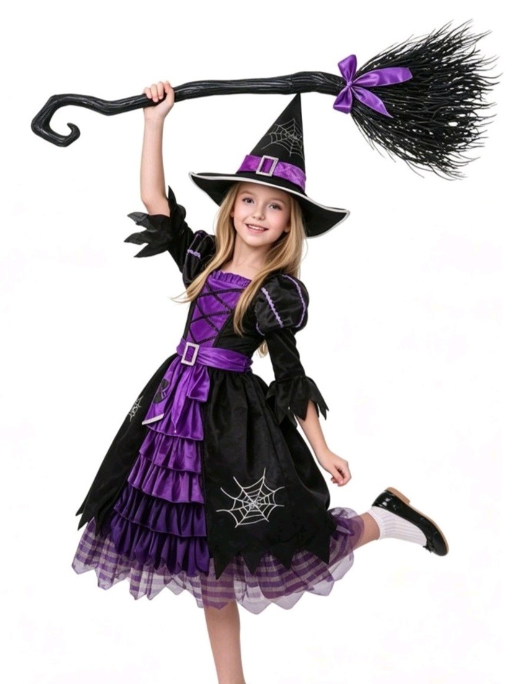 Spooktacular Creations Girls Small 5-7 Fairytale Deluxe Witch Costume W/Broom